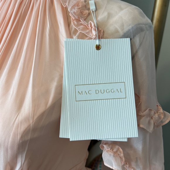 NWT Mac Duggal 2 Apricot Ruffle High Neck Prairie Period Dress 68458 68425 68222 - Picture 8 of 9